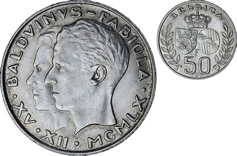 Belgium Francs Frank Coin Baudouin I Silver Au