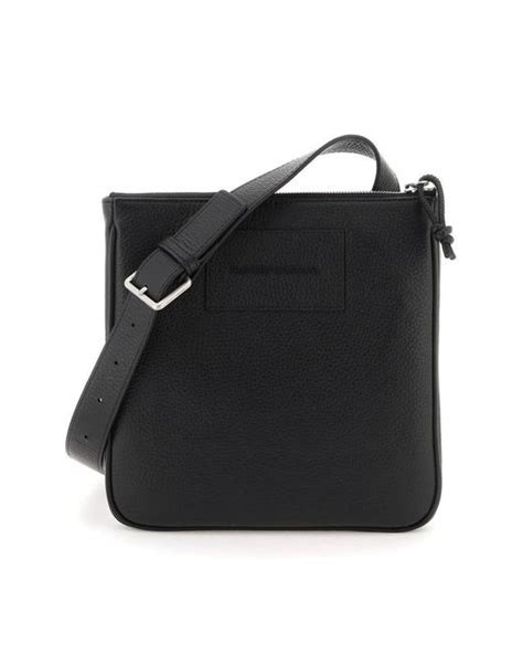 Emporio Armani Leather Crossbody Bag In Black For Men Lyst