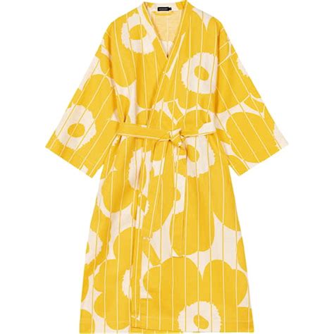 Marimekko Vesi Unikko Aamutakki Spring Yellow Ecru L Xl Sleepo