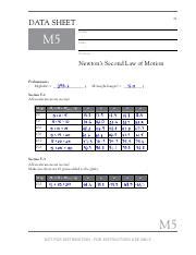 M Data Table Pdf Data Sheet M Name Date Section Newton S