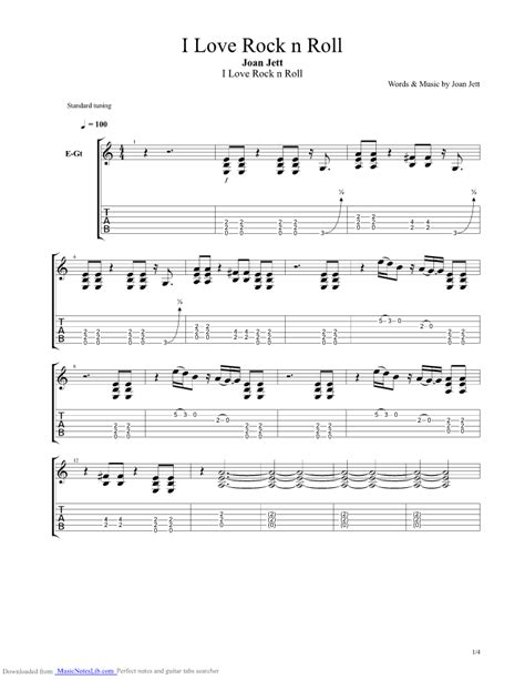 I Love Rock And Roll Guitar Pro Tab By Joan Jett Musicnoteslib