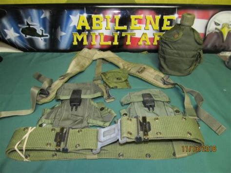 Military Alice Field Gear Set Lbe Web Belt Large 2 Ammo Pouch Canteen