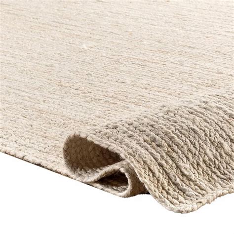 Rigo Hand Woven Farmhouse Rectangular Off White Jute Rug For Floor At