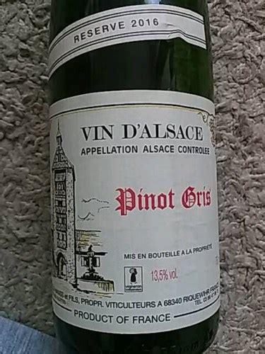 Camille Hanss Reserve Pinot Gris Alsace Vivino Us