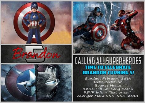 Captain America Civil War Personalized Birthday By Digikidsdesign