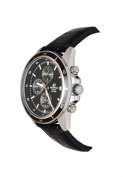 Jual Casio Casio Edifice Jam Tangan Pria Black Silver Leather Strap