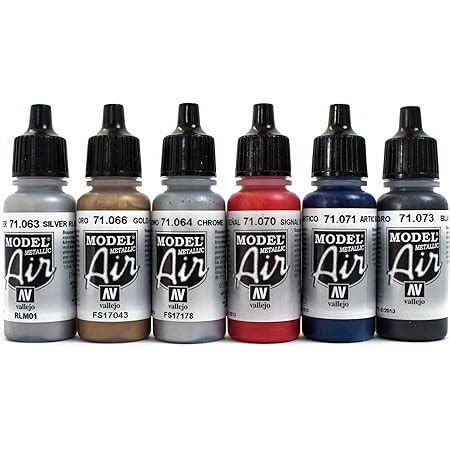 Airbrush Farben 6 X 17 Ml Vallejo Model Air Metallic Farben Set