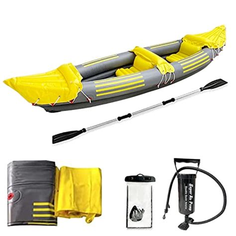 2 Person Inflatable Kayak Inflatable Boat Canoe,Yellow Professional Series Inflatable Fishing ...