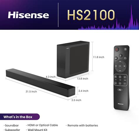 Hisense Hs Barra De Sonido De Ch Y W Con Subwoofer