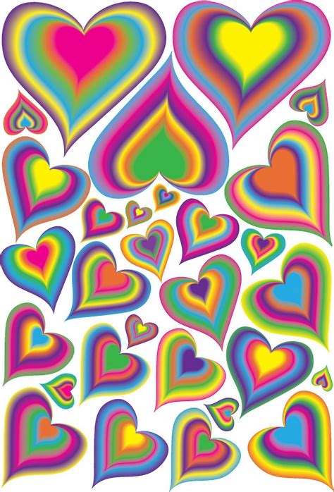 29 Rainbow Heart Wall Decals Stickers Rainbow Colored Room Decor On One