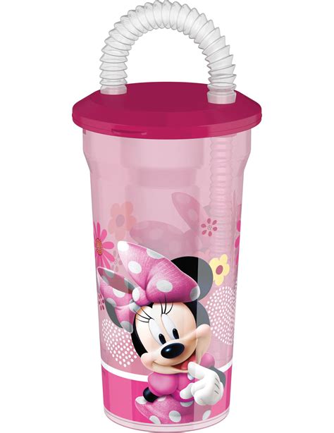 Vaso de plástico con pajita Minnie Decoración y disfraces originales