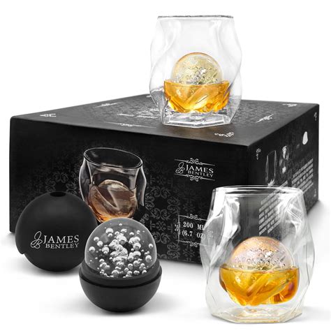 James Bentley Whiskey Glasses Setfree Sphere Ice Ball Mold X2 For