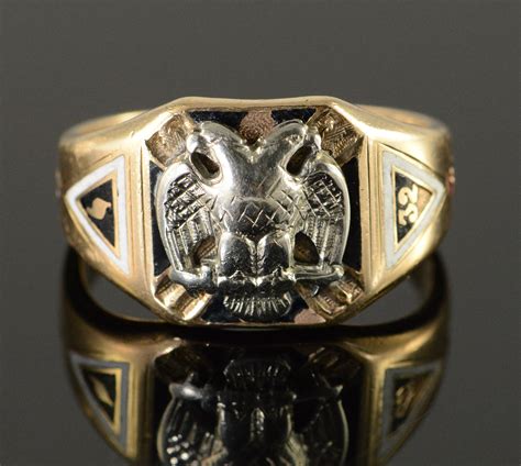 10K 11g Vintage Mason Masonic Eagle Men S Yellow Gold Ring Size 13