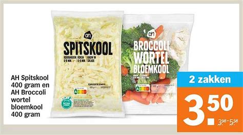 AH Spitskool 400 Gram En AH Broccoli Wortel Bloemkool 400 Gram