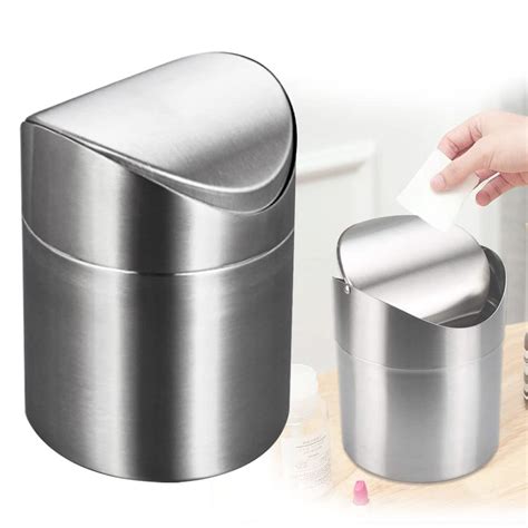 UTRUGAN Mini Desktop Bin Brushed Stainless Steel Small Desk Bin Mini