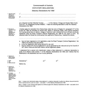 Commonwealth Of Australia Statutory Declaration Statutory Declarations