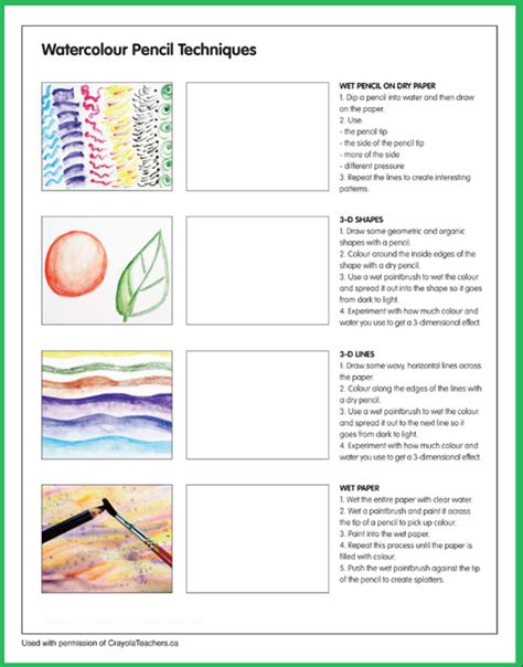 Art Worksheets Crayola Teachers Watercolor Pencils Techniques