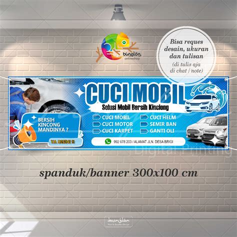 Jual Size 300x100 Cm Spanduk Banner Cuci Mobil Motor Spanduk Cucian