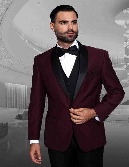 Mens Burgundy Dinner Jacket 1 Button Two Toned Tuxedo