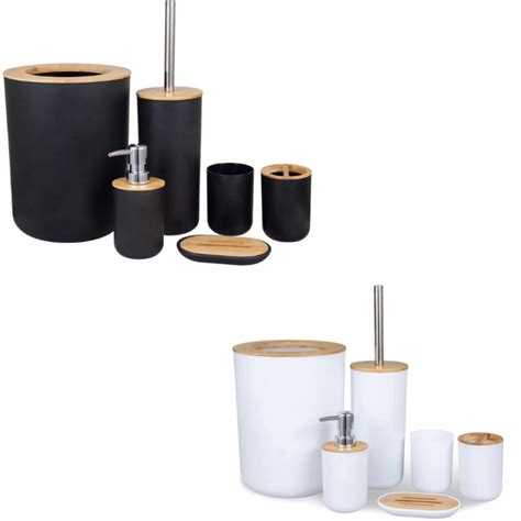 Kit Banheiro Lavabo Conjunto Completo Lixeira Pe As Bambu Shopee Brasil