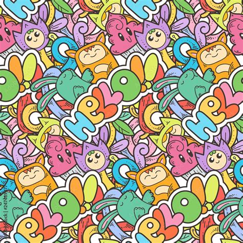 Fototapeta Mapa Wiata Dla Dzieci Seamless Vector Pattern With Cute