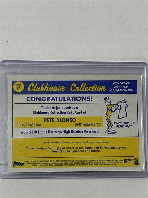 Topps Heritage Clubhouse Collection Rc Bat Card Pete Alonso Card