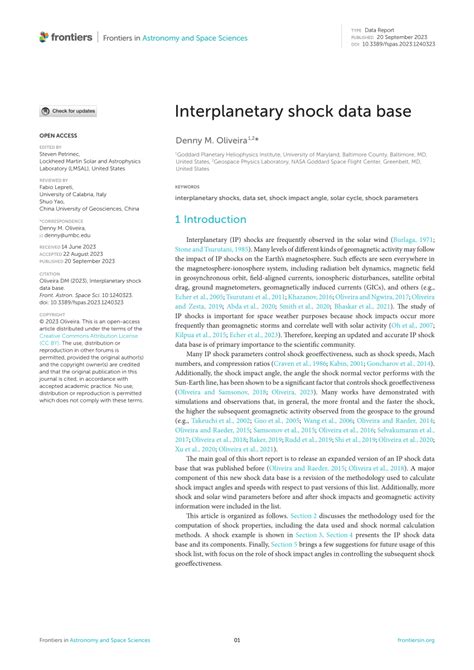 (PDF) Interplanetary Shock Data Base