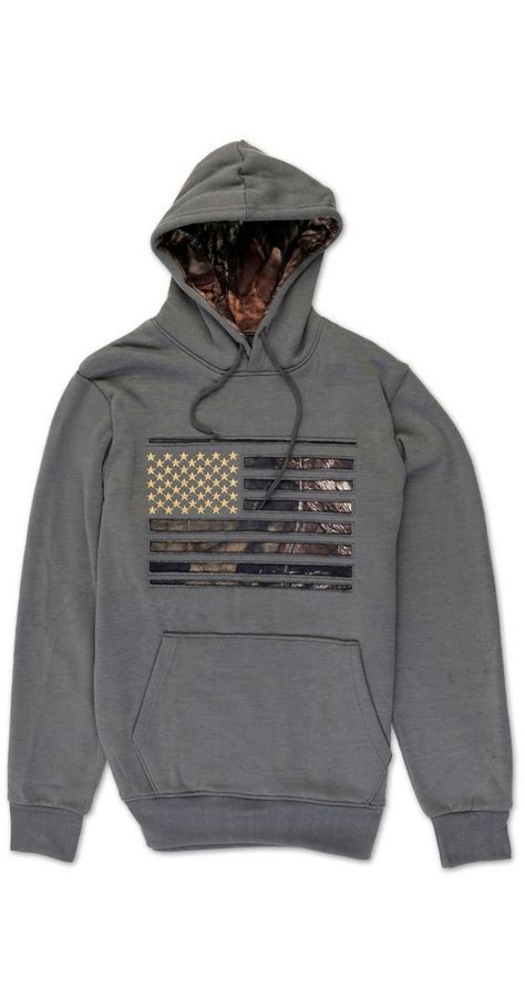 Men's Outdoor Flag Hoodie - Grey | Burkes Outlet