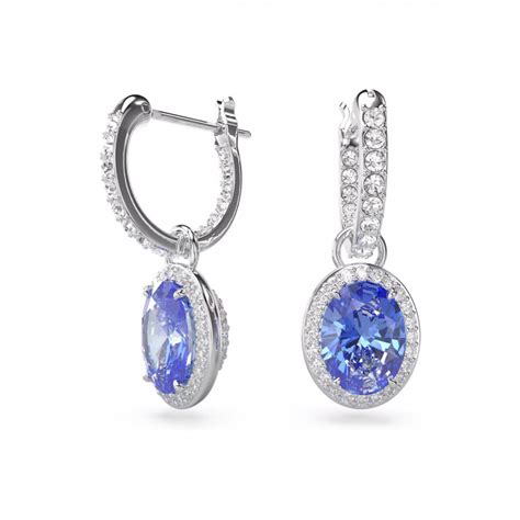 Swarovski Constella Drop Ohrh Nger Oval Schliff Blau Helen