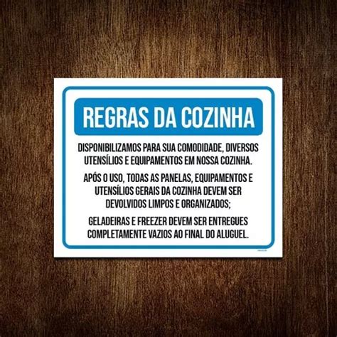 Kit 10 Placa Regras Da Cozinha Respeite Deixe Limpo Parcelamento Sem