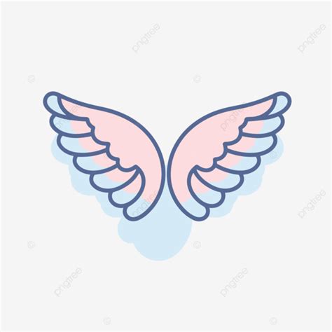 ícone De Asas De Anjo Rosa E Azul Em Estilo De Contorno Vetor PNG Um