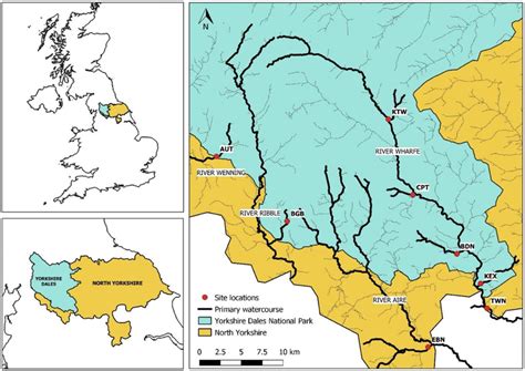 Location Of Sampled Watercourses Within The Yorkshire Dales National