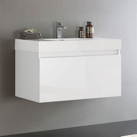 Fresca Fresca Fcb Wh I Mezzo White Wall Hung Modern Bathroom