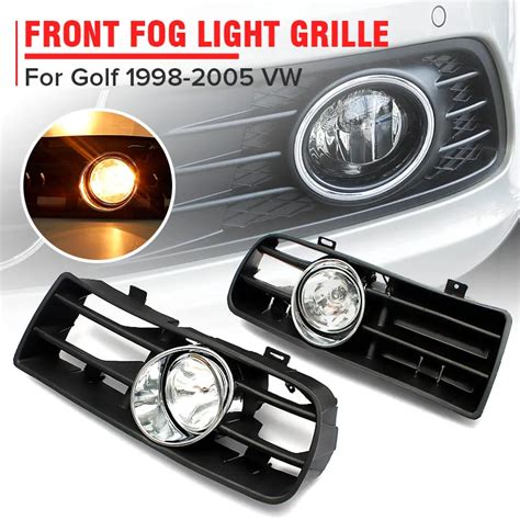 2pcs Front Left Right Fog Light Lamp Grille Grill Set For Vw Golf Mk4