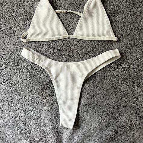 Bikini Set White XS Adjustable Bra Strap Depop