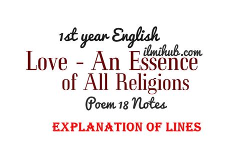 Love An Essence Of All Religions Poem Explanation