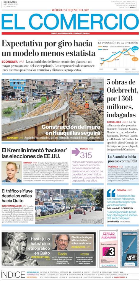 Periódico El Comercio Ecuador Periódicos De Ecuador Edición De Miércoles 7 De Junio De 2017