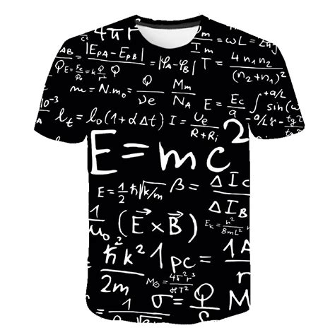 Funny Physics Formula Math T Shirt 3d Print O Neck Mens T Shirts 3d Loose Brand Streetwear Geek