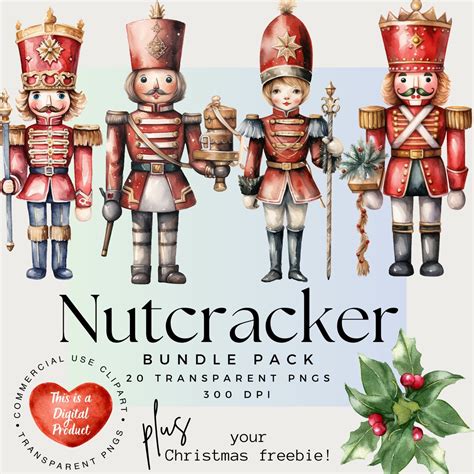 Nutcracker Clipart Christmas Clip Art Watecolor Clip Art for - Etsy