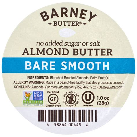 Barney Butter Almond Butter Grab Go Dip Cups Bare Smooth Single