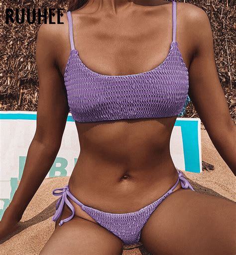 Ruuhee sexy bikini feminino maiô 2021 conjunto de biquíni cintura baixa