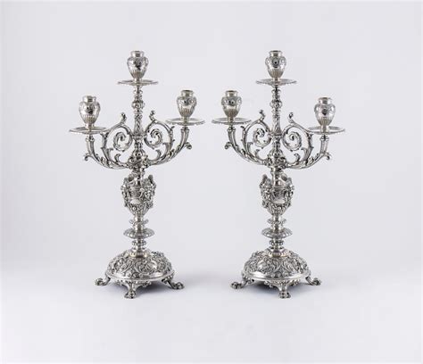 Lot Par de candelabros prata 916 Leitão Ir P 5930g