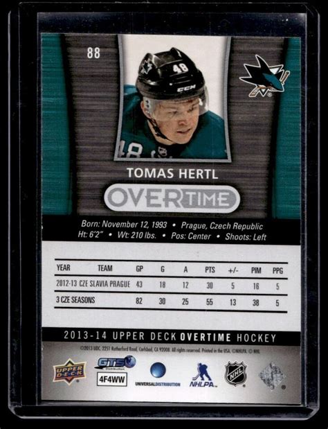 Upper Deck Overtime Tomas Hertl San Jose Sharks Ebay