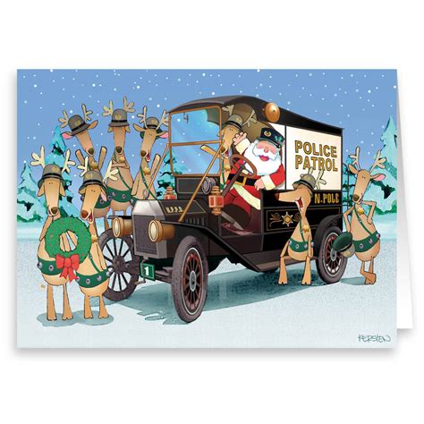 Stonehouse Collection Old Fashion Police Theme Christmas Card