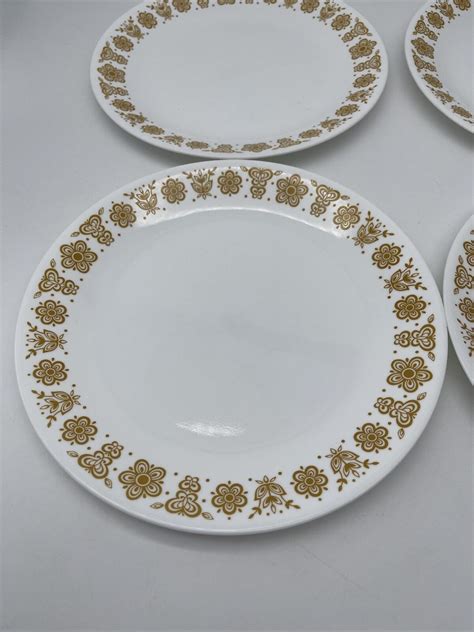 Corelle Butterfly Gold Dinner Plates 10 1 4 Corning Ware Set Of 4 EBay