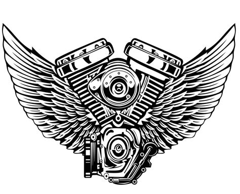 engine logo with wings t-shirt design 11426858 Vector Art at Vecteezy