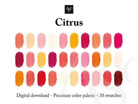 Citrus Procreate Color Palette Swatches For Ipad And Etsy Ireland