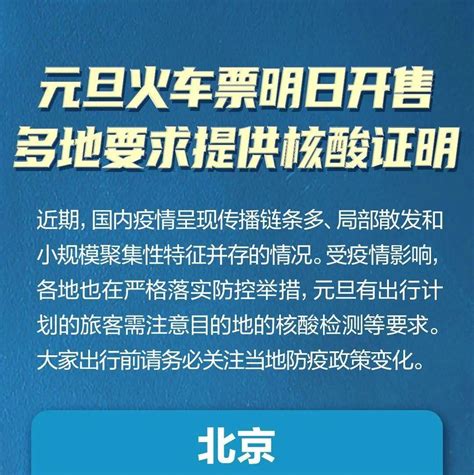 元旦火车票明日开售，去这些城市需要核酸检测阴性证明元旦火车票明起开抢经开区北京