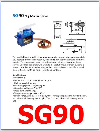 SG90 PDF Datasheet Micro Servo Motor Tower Pro