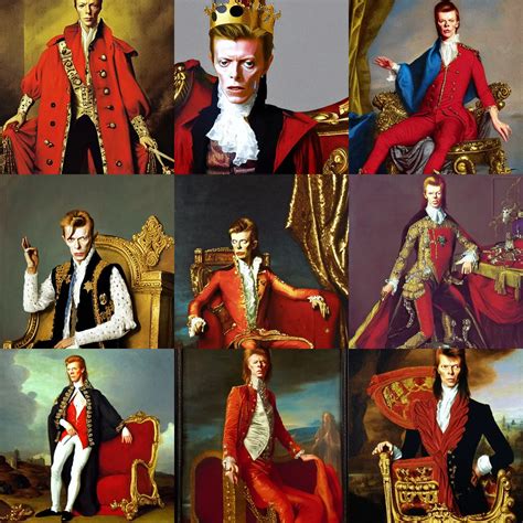 David Bowie King Of England On His Gilded Throne Stable Diffusion